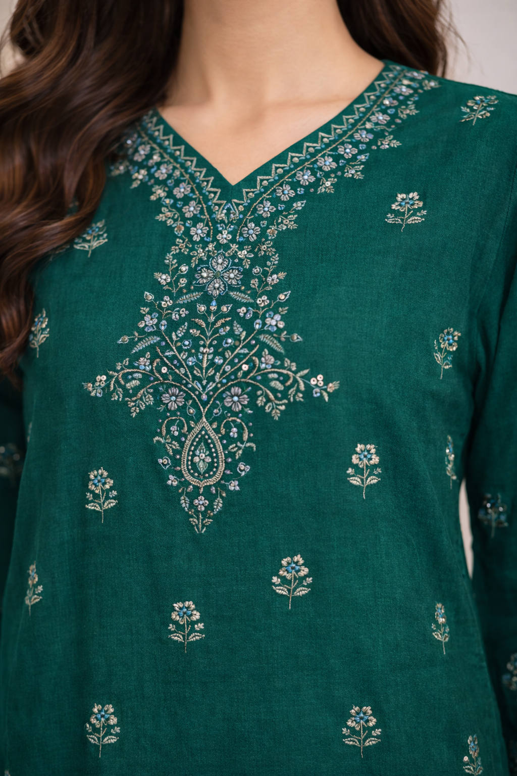 Rim Jhim – Luxury Embroidered Cotton 3-Piece Suit | Urooj Fabrics