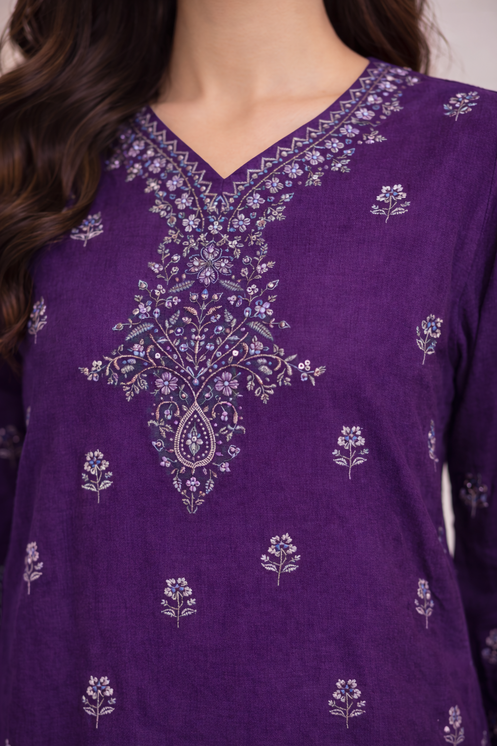 Rim Jhim – Luxury Embroidered Cotton 3-Piece Suit | Urooj Fabrics