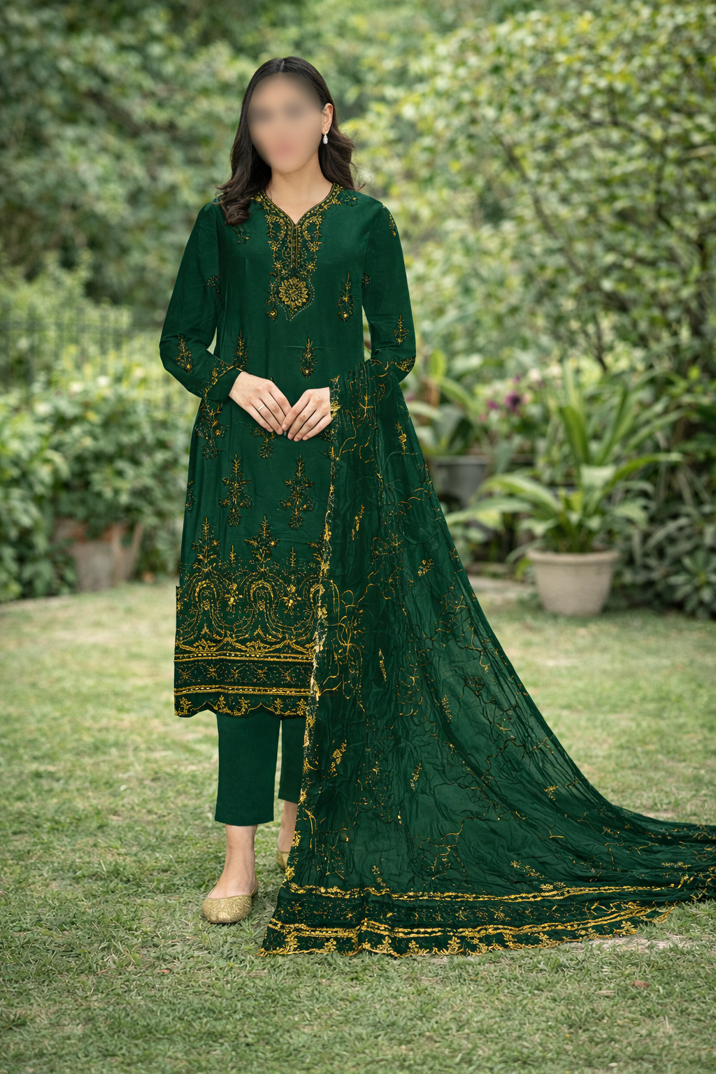 ED Embroidered Cotton 3-Piece Suit – Elegant Festive Collection