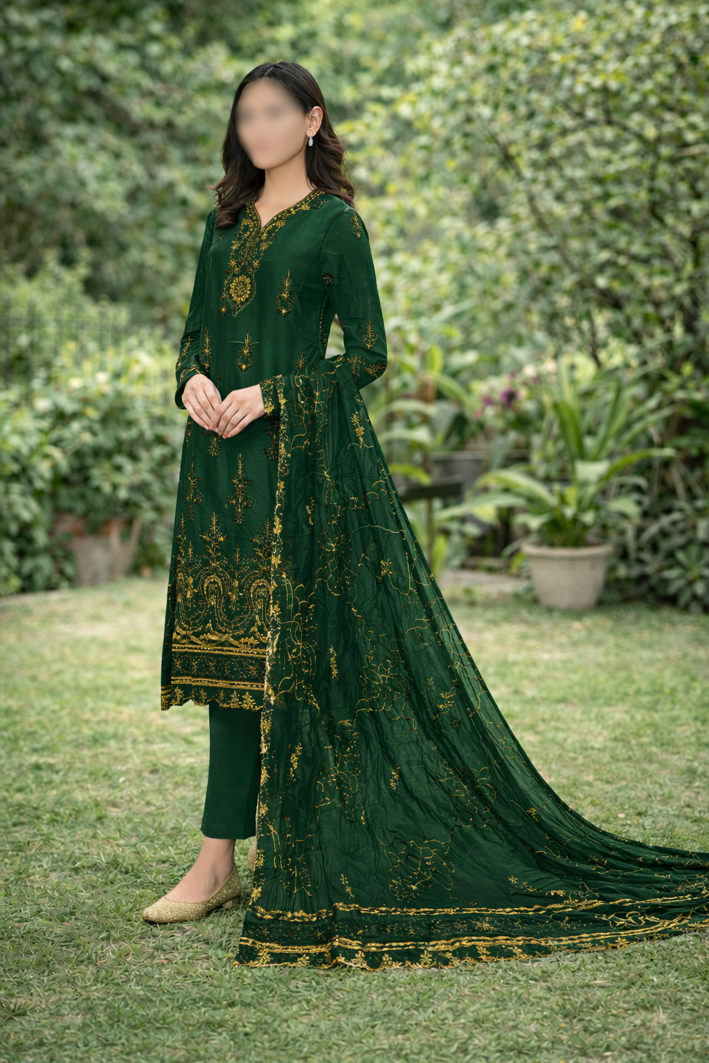 ED Embroidered Cotton 3-Piece Suit – Elegant Festive Collection