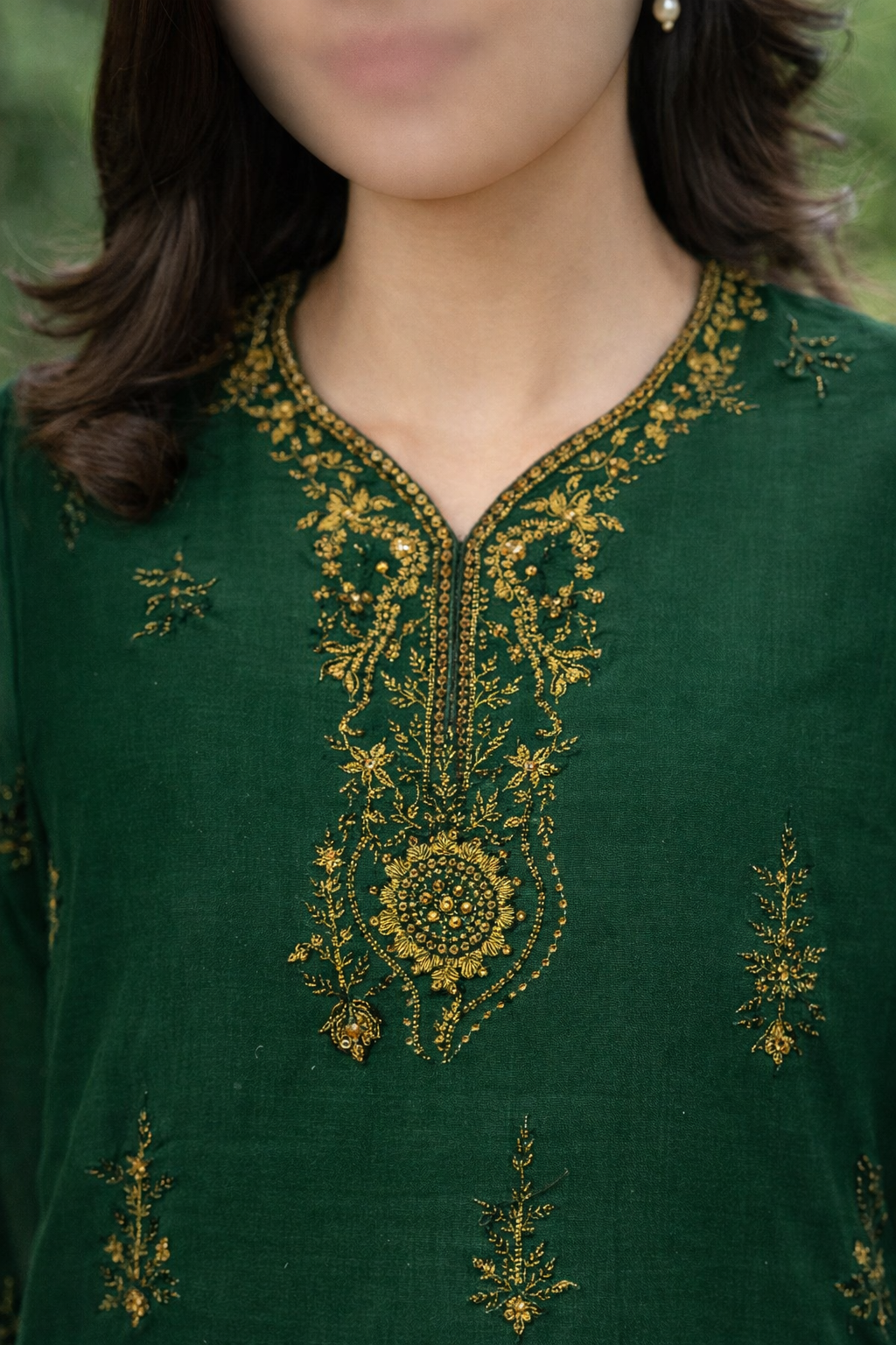 ED Embroidered Cotton 3-Piece Suit – Elegant Festive Collection