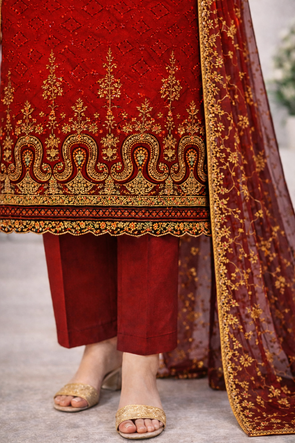 Rangooli – Luxury Embroidered Cotton Suit | 3 Colors Available