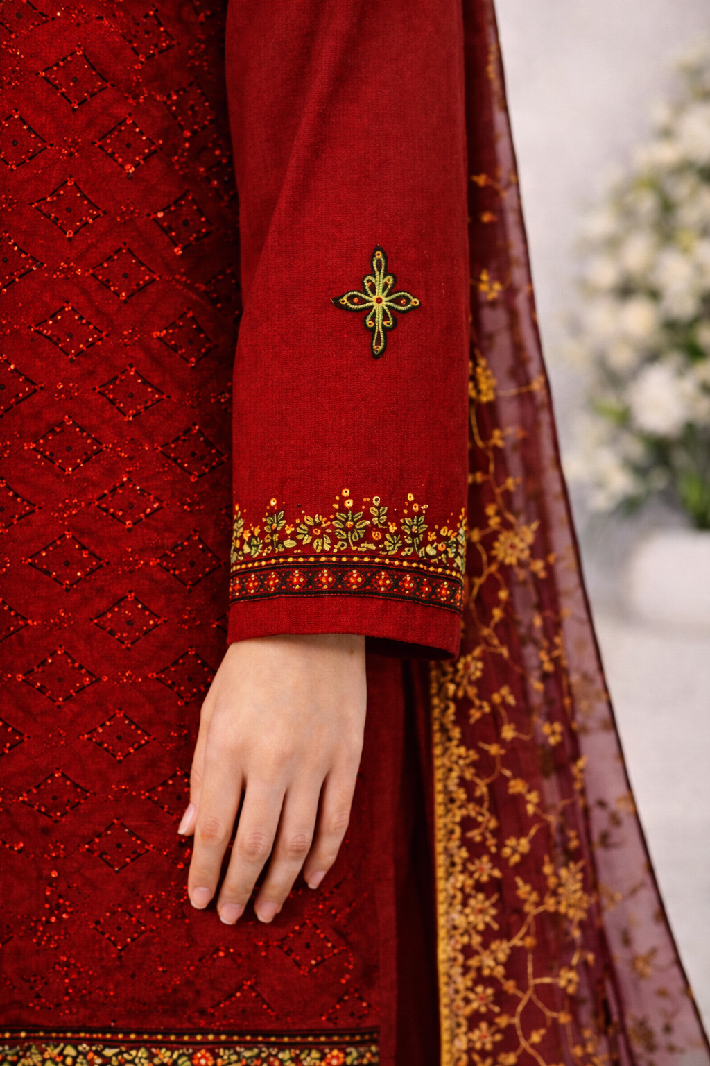 Rangooli – Luxury Embroidered Cotton Suit | 3 Colors Available