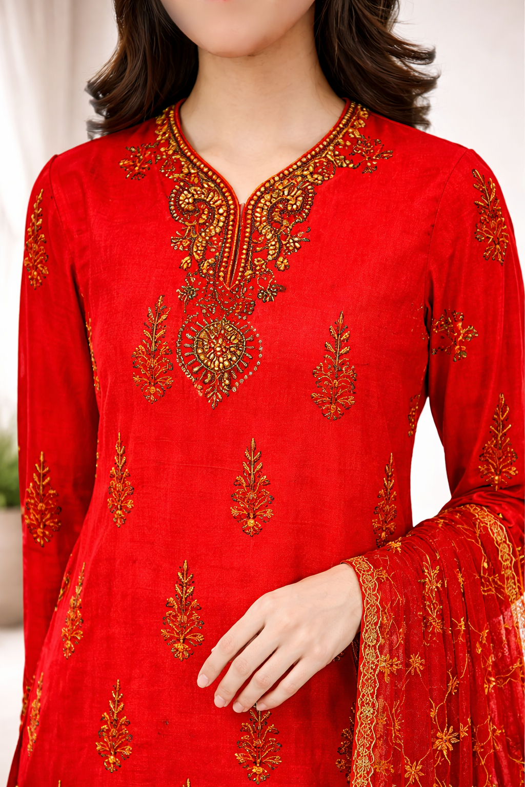 ED Embroidered Cotton 3-Piece Suit – Elegant Festive Collection