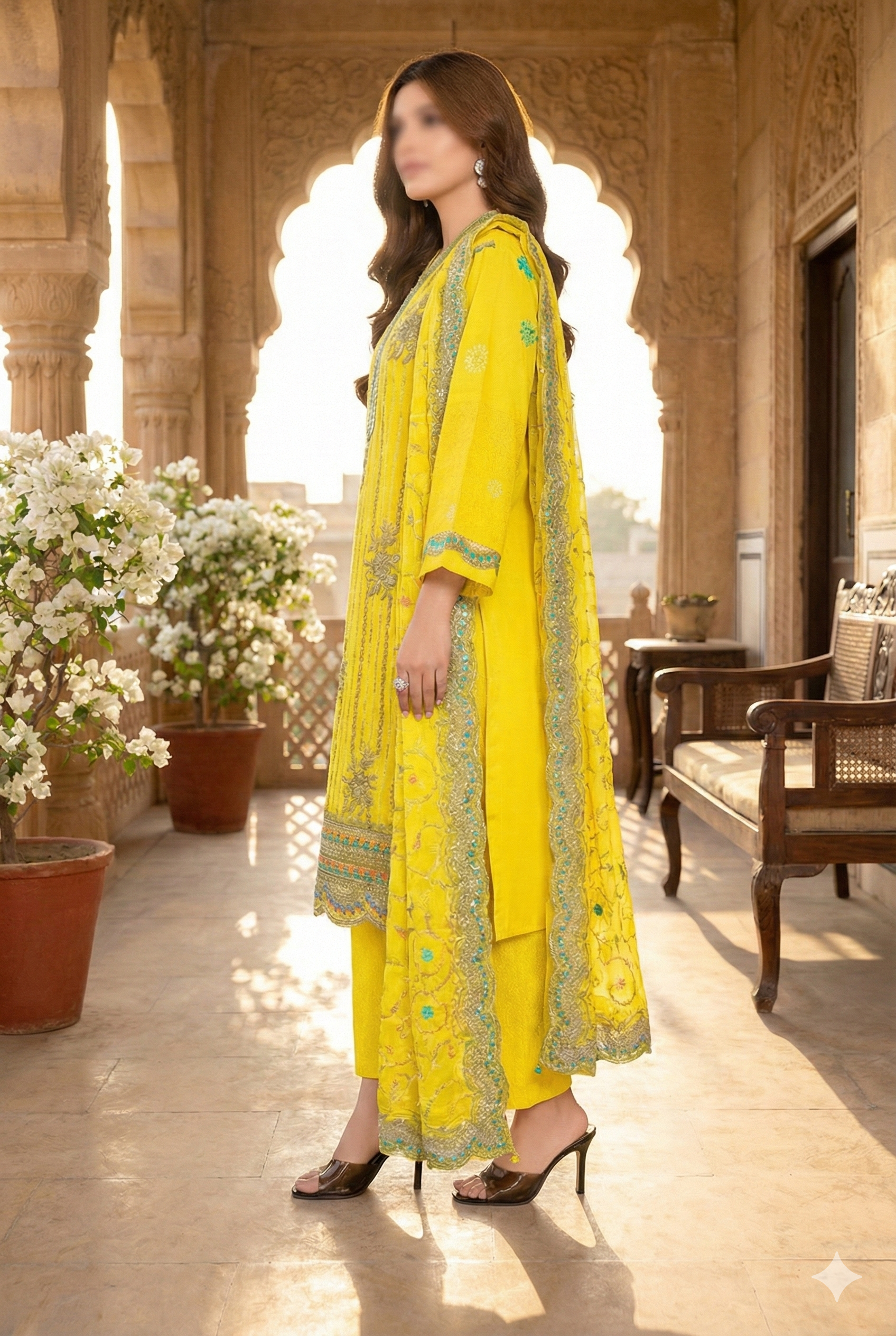 Guldasta – Luxury Embroidered Cotton 3-Piece Suit | Urooj Fabrics